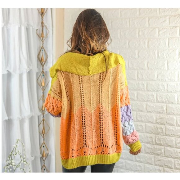 Storia Pastel Colorblock Knit Cardigan NWOT Size Small Single Button - Picture 8 of 8